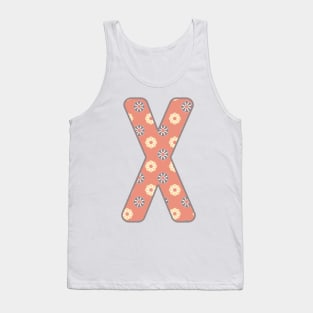 MONOGRAM LETTER X PINK FLORAL TYPOGRAPHY DESIGN Tank Top